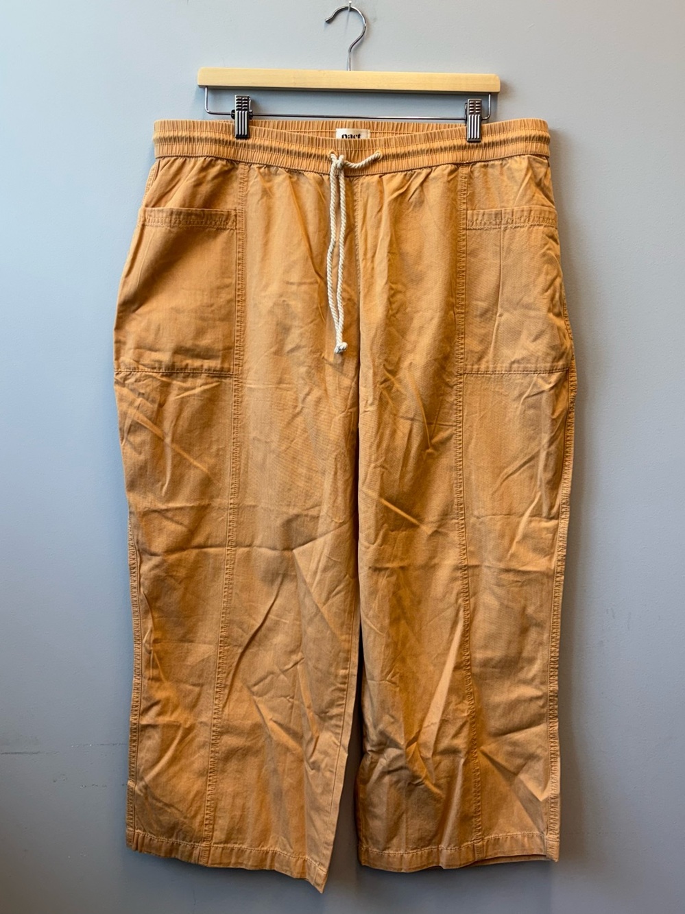 Pact XL Twill Wide Leg Crop Pants Peach Orange Organic Cotton